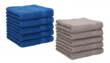 Betz Lot de 10 serviettes débarbouillettes PALERMO taille 30x30 cm bleu - gris pierre