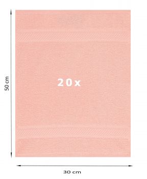 Betz Lot de 20 serviettes d'invité PALERMO 100% coton taille 30x50 cm couleur abricot
