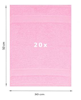 Betz paquete de 20 toallas de tocador PALERMO tamaño 30x50cm 100% algodón color rosa