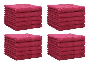 Betz Lot de 20 serviettes d'invité PALERMO 100% coton taille 30x50 cm couleur rouge canneberge
