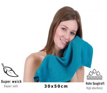 Betz 20 Piece Guest Towel Set PALERMO 100% Cotton  Size: 30 x 50 cm colour teal