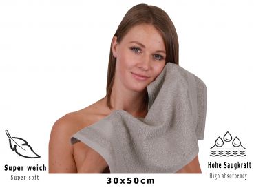 Betz paquete de 20 toallas de tocador PALERMO tamaño 30x50cm 100% algodón color gris piedra