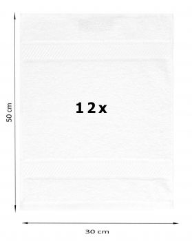 Betz Lot de 12 Serviettes d'invité Taille 30x50 cm 100% Coton Palermo Couleur Blanc