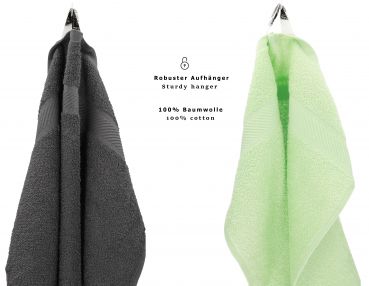 Betz 12 asciugamani per ospiti Palermo 100 % cotone misure 30 x 50 cm colore grigio antracite e verde