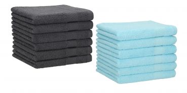 Betz Paquete de 12 piezas de toallas de invitados PALERMO 100% algodón tamaño 30x50 cm de color antracita y turquesa