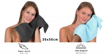 Betz 12 asciugamani per ospiti Palermo 100 % cotone misure 30 x 50 cm colore grigio antracite e turchese