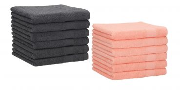 Betz 12 Piece Guest Towel Set PALERMO 100% Cotton 12 Guest Towels Size: 30 x 50 cm Colour: anthracite & apricot