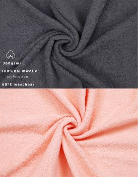 Betz 12 asciugamani per ospiti Palermo 100 % cotone misure 30 x 50 cm colore grigio antracite e albicocca