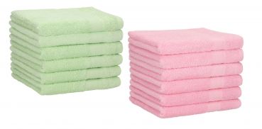 Betz 12 Stück Gästehandtücher PALERMO 100%Baumwolle Größe 30x50 cm Farbe rosé und grün