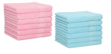 Betz 12 Piece Guest Towel Set PALERMO 100% Cotton 12 Guest Towels Size: 30 x 50 cm Colour: rose & turquoise