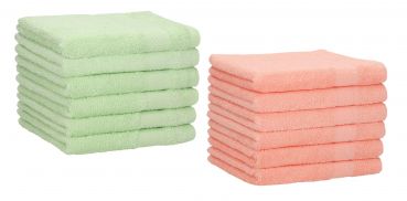 Betz 12 Piece Guest Towel Set PALERMO 100% Cotton 12 Guest Towels Size: 30 x 50 cm Colour: green & apricot
