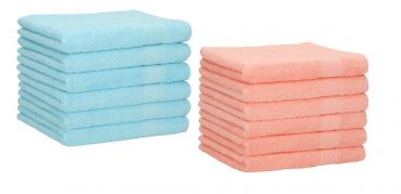 Betz paquete de 12 piezas de toalla de tocador PALERMO tamaño 30x50cm 100% algodón de color turquesa y apricot