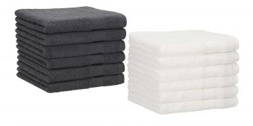 Betz Paquete de 12 piezas de toallas de invitados PALERMO 100% algodón tamaño 30x50 cm de color blanco y gris antracita