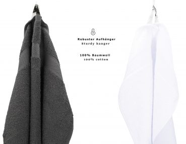 Betz 12 asciugamani per ospiti Palermo 100 % cotone misure 30 x 50 cm colore bianco e grigio antracite
