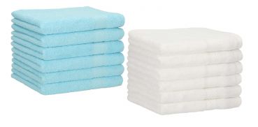 Betz Paquete de 12 piezas de toallas de invitados PALERMO 100% algodón tamaño 30x50 cm de color blanco y turquesa