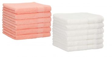 Betz Paquete de 12 piezas de toallas de invitados PALERMO 100% algodón tamaño 30x50 cm de color blanco y albaricoque