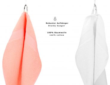 Betz 12 asciugamani per ospiti Palermo 100 % cotone misure 30 x 50 cm colore bianco e albicocca