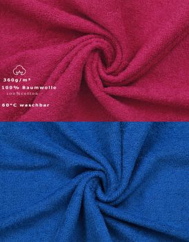 Betz 12 piece guest towel set PALERMO 100% cotton 30x50 cm cranberry red and blue
