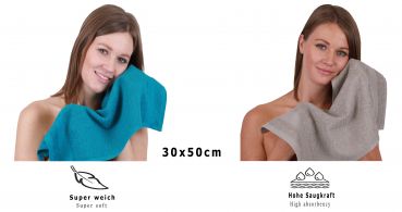 Betz 12 asciugamani per ospiti PALERMO 100 % cotone misure 30x50 cm petrolio e grigia pietra