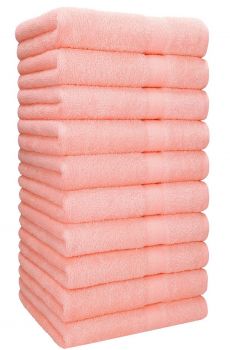 Betz Lot de 10 serviettes de toilette Palermo taille 50x100 cm 100% coton couleur abricot