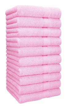Betz Juego de 10 toallas de lavabo PALERMO 100% algodon 50x100 cm color rosa