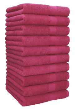 Betz Lot de 10 serviettes de toilette Palermo taille 50x100 cm 100% coton couleur rouge canneberge