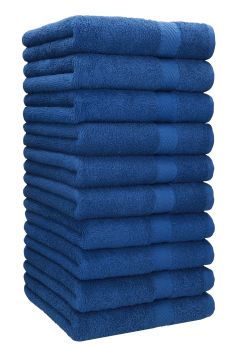 Betz Juego de 10 toallas de lavabo PALERMO 100% algodon 50x100 cm color azul