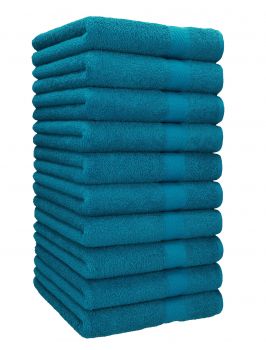 Betz Juego de 10 toallas de lavabo PALERMO 100% algodon 50x100 cm color azul petróleo