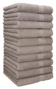 Betz Juego de 10 toallas de lavabo PALERMO 100% algodon 50x100 cm color gris piedra