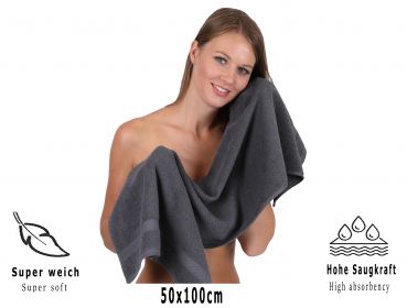 Betz 10 piece Hand Towel Set PALERMO Size 50x100 cm colour anthracite