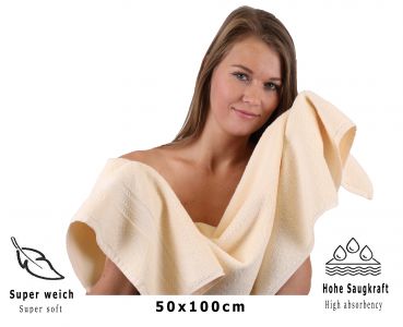 Betz Juego de 3 toallas XXL PREMIUM 100% algodón 1 toalla de sauna 70x200 cm y 2 toallas de mano 50x100 cm de color beige