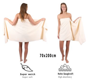 Betz Juego de 3 toallas XXL PREMIUM 100% algodón 1 toalla de sauna 70x200 cm y 2 toallas de mano 50x100 cm de color beige