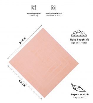 Betz 10 piezas Alfombrilla Alfombra de baño PALERMO 100% algodón calidad 680 g/m² tamaño 60x60cm colore albaricoque