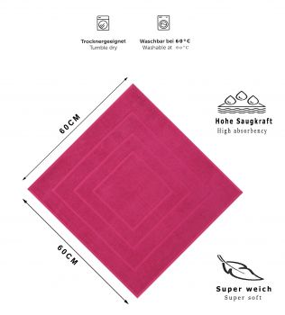 Betz PALERMO 10x Badvorleger – Badematte – Badteppich - Duschvorlage – 60 x 60 cm – Cranberry