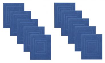 Betz Lot de 10 tapis de bain PALERMO qualité 680 g/m² 100% coton taille 60 x 60 cm couleur bleu