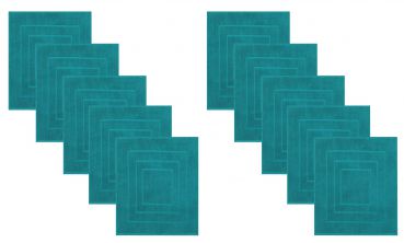 Betz Lot de 10 tapis de bain PALERMO qualité 680 g/m² 100% coton taille 60 x 60 cm couleur bleu pétrole