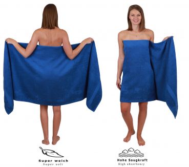 Betz Paquete de 6 toallas de sauna PALERMO 100% algodón tamaño 80x200 cm colores azul