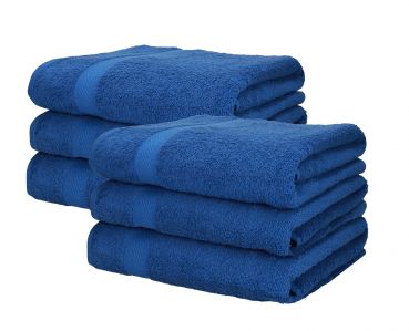 Betz Lot de 6 serviettes à sauna PALERMO 100% coton 80x200cm couleur bleu
