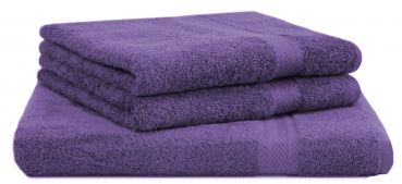 Betz 3 Piece Towel Set PREMIUM 100% Cotton 2 Hand Towels 1 Sauna Towel Colour: purple