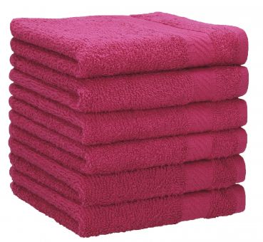 Betz 6 pieces shower towels set PALERMO size 70x140 cm 100% cotton colour cranberry red