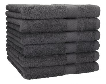 Betz Lot de 6 serviettes de bain draps de bain Palermo 70 x 140 cm 100% coton couleur anthracite