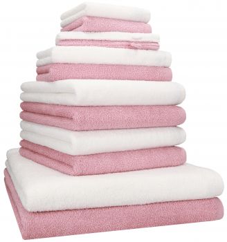 Betz 12 tlg. Handtuch Set BERLIN Liegetücher  Handtücher  Gästetücher  Seiftücher und  Waschhandschuhe Farbe lotus - weiß