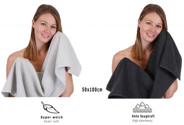 Betz 12 piece towel set BERLIN 100% cotton  bath towels  hand towels  guest towels  wash cloths  wash mitts colour silver grey - graphite