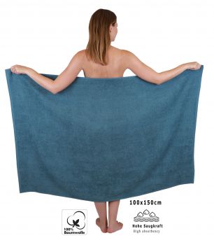 Betz asciugamani da doccia BERLIN - 2x asciugamani da doccia in cotone al 100% - telo da bagno - telo da sauna - 100 x 150 cm - giada-blu colomba