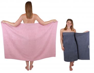 Betz 2 pièces Maxi serviettes de douche XXL drap de bain taille 100x150cm BERLIN lotus-gris foncé