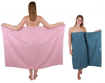 Betz 2 pièces Maxi serviettes de douche XXL drap de bain taille 100x150cm BERLIN lotus-bleu pigeon