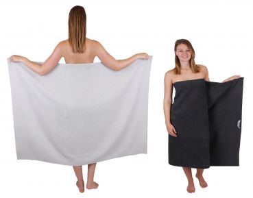 Betz asciugamani da doccia BERLIN - 2x asciugamani da doccia in cotone al 100% - telo da bagno - telo da sauna - 100 x 150 cm - grigio argento-grafite