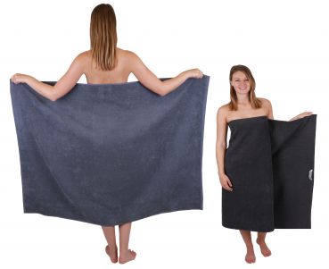 Betz 2 pièces Maxi serviettes de douche XXL drap de bain taille 100x150cm BERLIN gris foncé-graphite