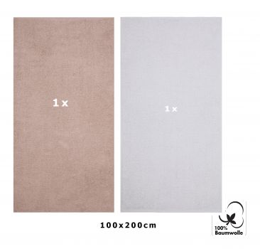 Betz  2 piezas toallas de baño XXL BERLIN 100% algodón 100x200 cm capuchino-gris plata