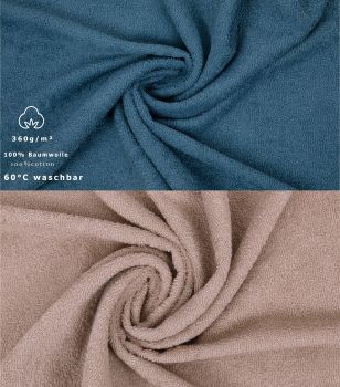 Betz 2 Stück Badetücher groß XXL BERLIN Größe 100 x 200 cm Badetuch Saunatuch 100% Baumwolle cappuccino-taubenblau